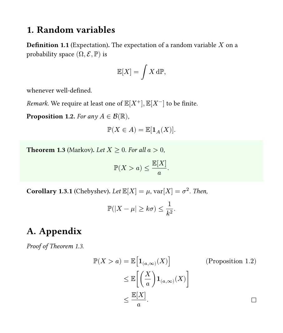 A typeset page showing numbered theorems.